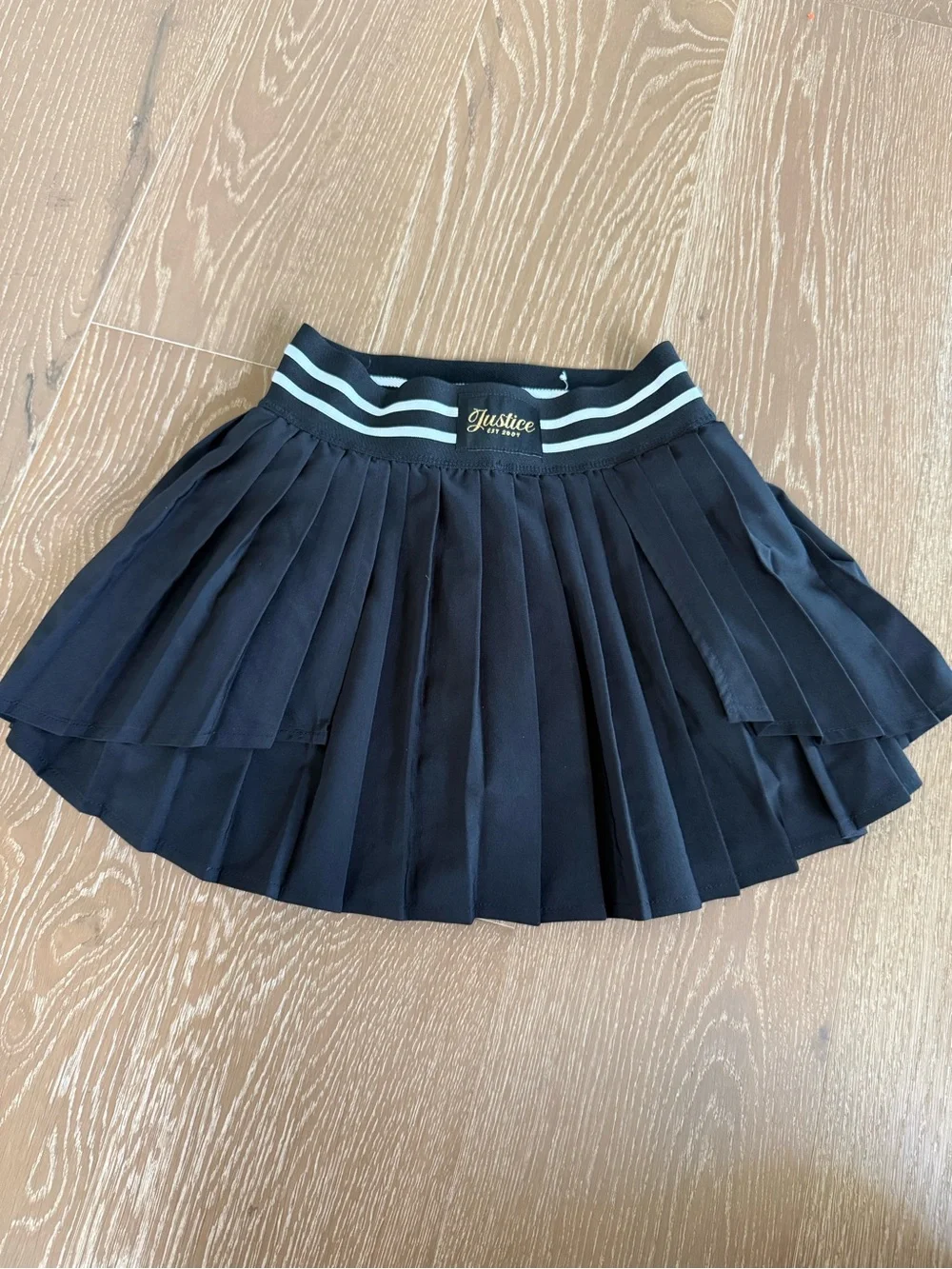 Justice Girls Black Pleated Skort Elastic Pull-On Waist Size 7/8